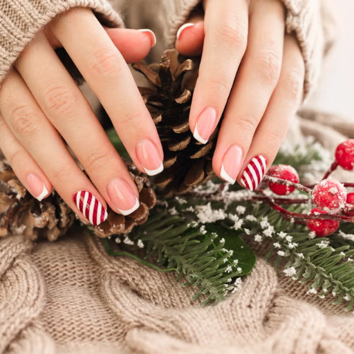 What are some unique accent nail ideas for Christmas manicures