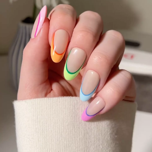 What are the latest trends in colorful French tip nails