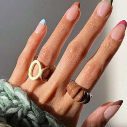 french tip nails with color