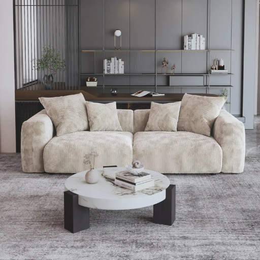 What are some popular styles of corduroy sofas for modern living rooms