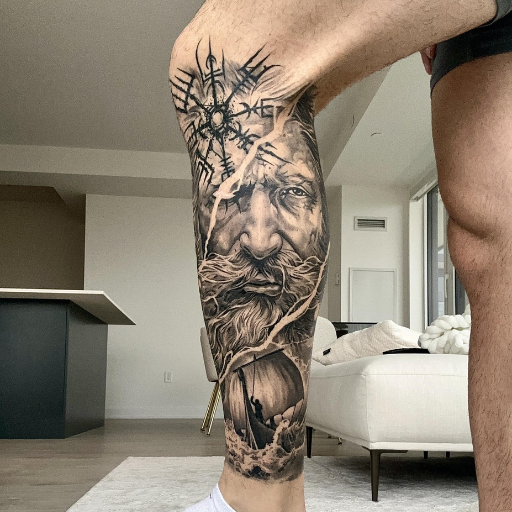 What should men consider when getting a full-leg sleeve tattoo